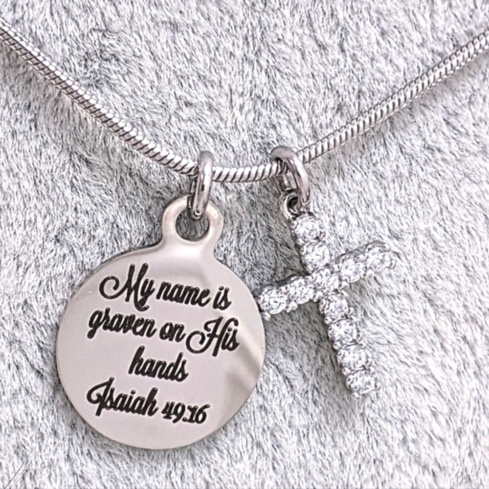 Christian Bible Verse Scripture Cross Necklace